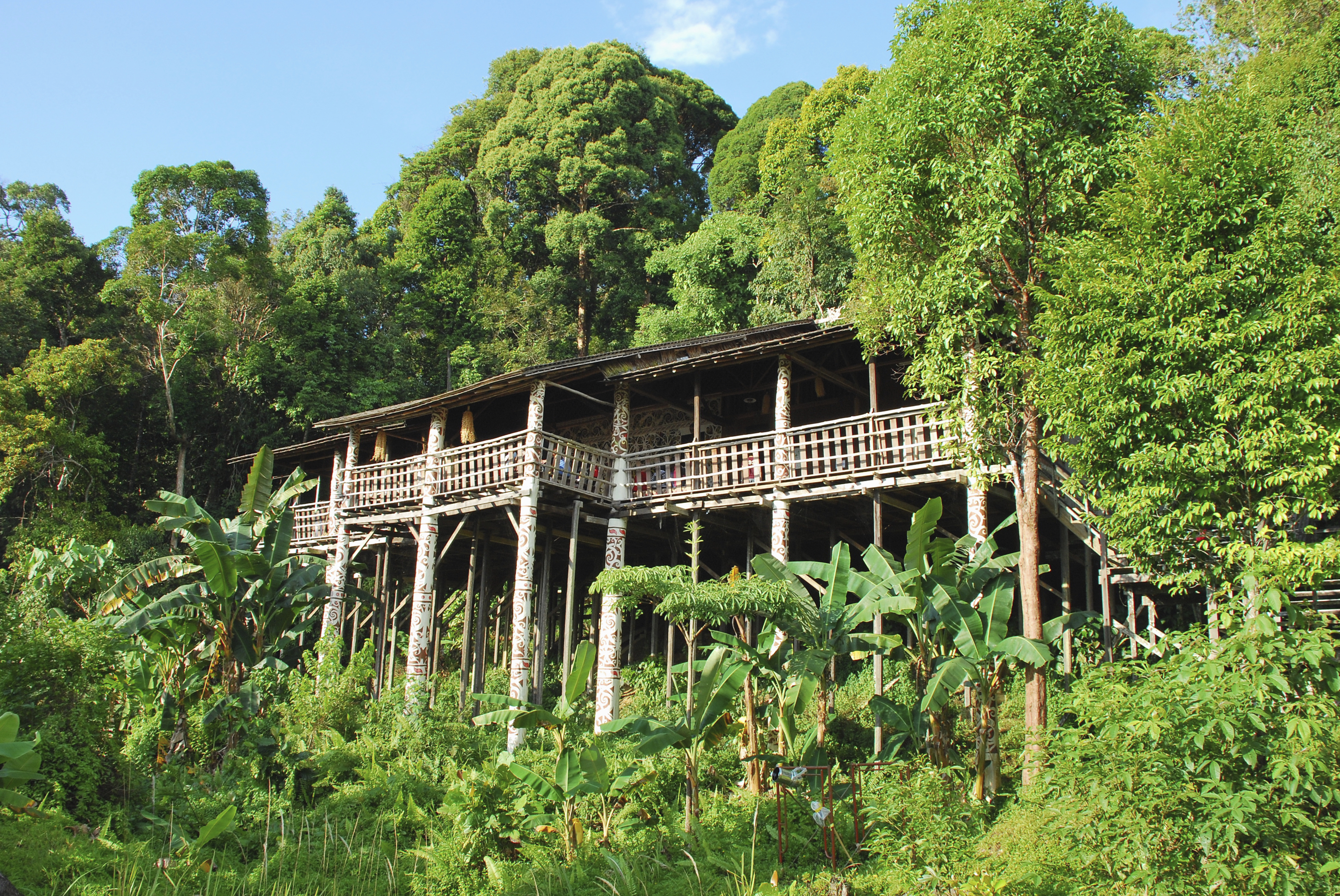 Maison des Iban à Bornéo
