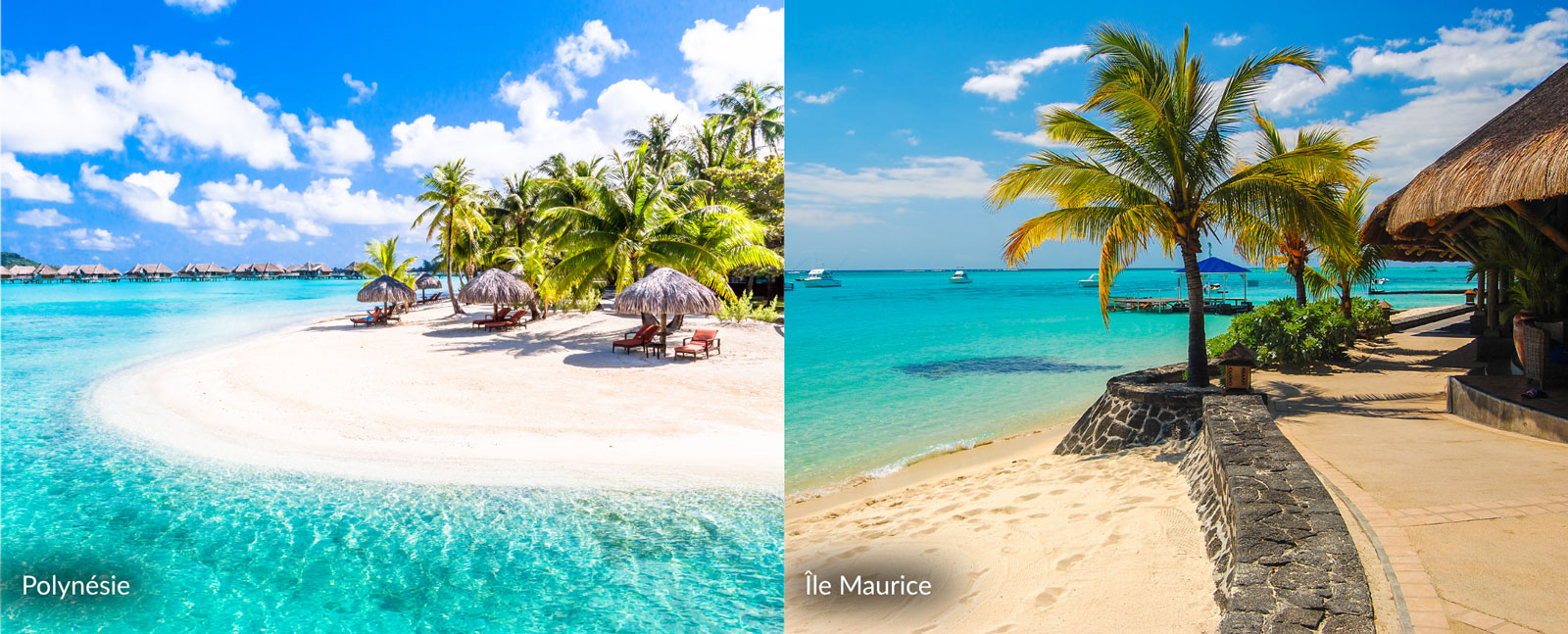 Plages turquoise de Polynésie et de l’Île Maurice